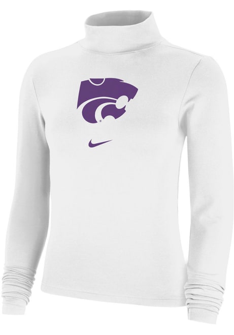 Womens K-State Wildcats White Nike Essentials Mock Neck LS Tee