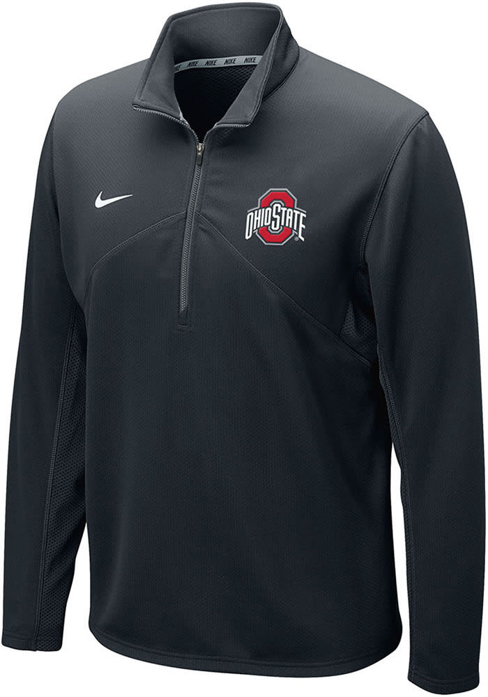 Nike Mens BLACK Ohio State Buckeyes Dri FIT Training Long Sleeve Qtr Zip Pullover