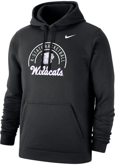 Mens K-State Wildcats Black Nike Rounded Arch Mascot Basketball Hooded Sweatshirt