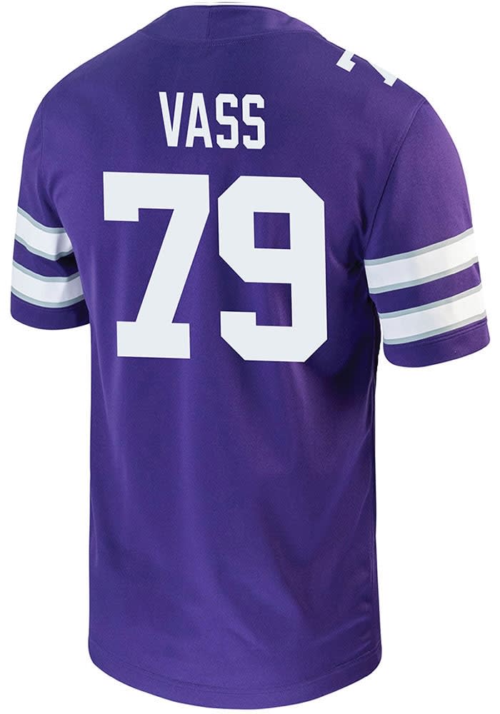 Devin Vass Mens PURPLE K-State Wildcats NIL Game Football Jersey