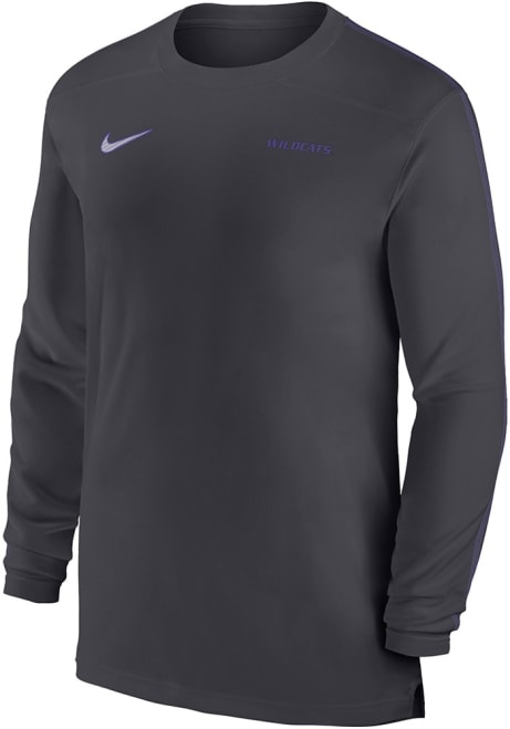 Mens K-State Wildcats Grey Nike DriFIT Coach UV Long Sleeve T-Shirt