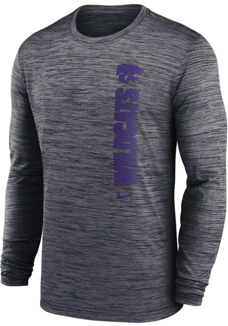 Mens K-State Wildcats Grey Nike Team Issue Velocity Long Sleeve T-Shirt