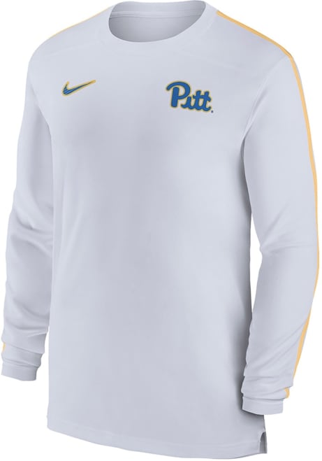 Mens Pitt Panthers White Nike DriFIT Coach UV Long Sleeve T-Shirt