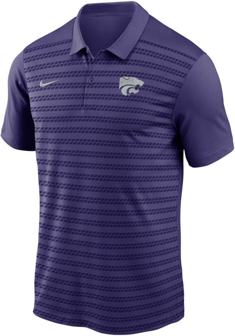 Mens K-State Wildcats Purple Nike DriFIT Victory Stripe Short Sleeve Polo Shirt
