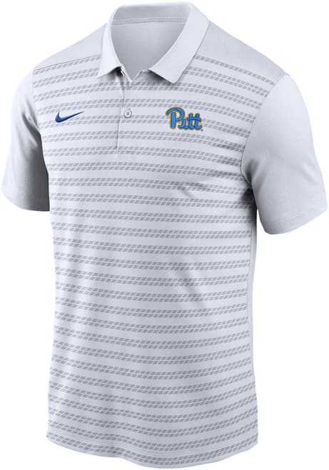 Mens Pitt Panthers White Nike DriFIT Victory Stripe Short Sleeve Polo Shirt