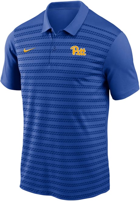 Mens Pitt Panthers Blue Nike DriFIT Victory Stripe Short Sleeve Polo Shirt