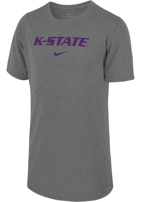 Youth K-State Wildcats Grey Nike Team Issue Short Sleeve T-Shirt