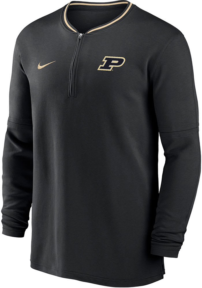 Mens Purdue Boilermakers Black Nike Sideline DriFIT Half Zip Gameday Qtr Zip Pullover