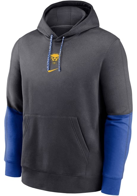 Mens Pitt Panthers Grey Nike Sideline Club Fleece Gameday Hooded Sweatshirt