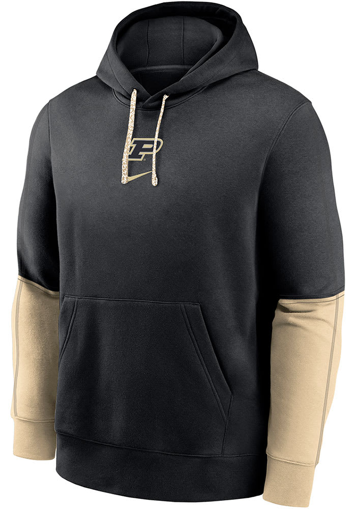 Mens Purdue Boilermakers Black Nike Sideline Club Fleece Gameday Hooded Sweatshirt