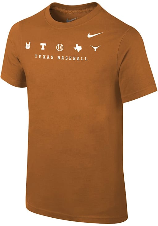 Nike Texas Longhorns BURNTORANGE Icon Strip Baseball Short Sleeve T Shirt