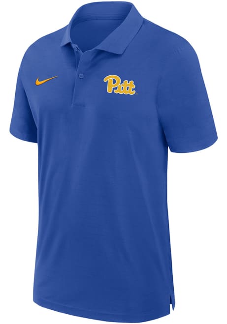 Mens Pitt Panthers Blue Nike Sideline DriFIT Gameday Woven Short Sleeve Polo Shirt