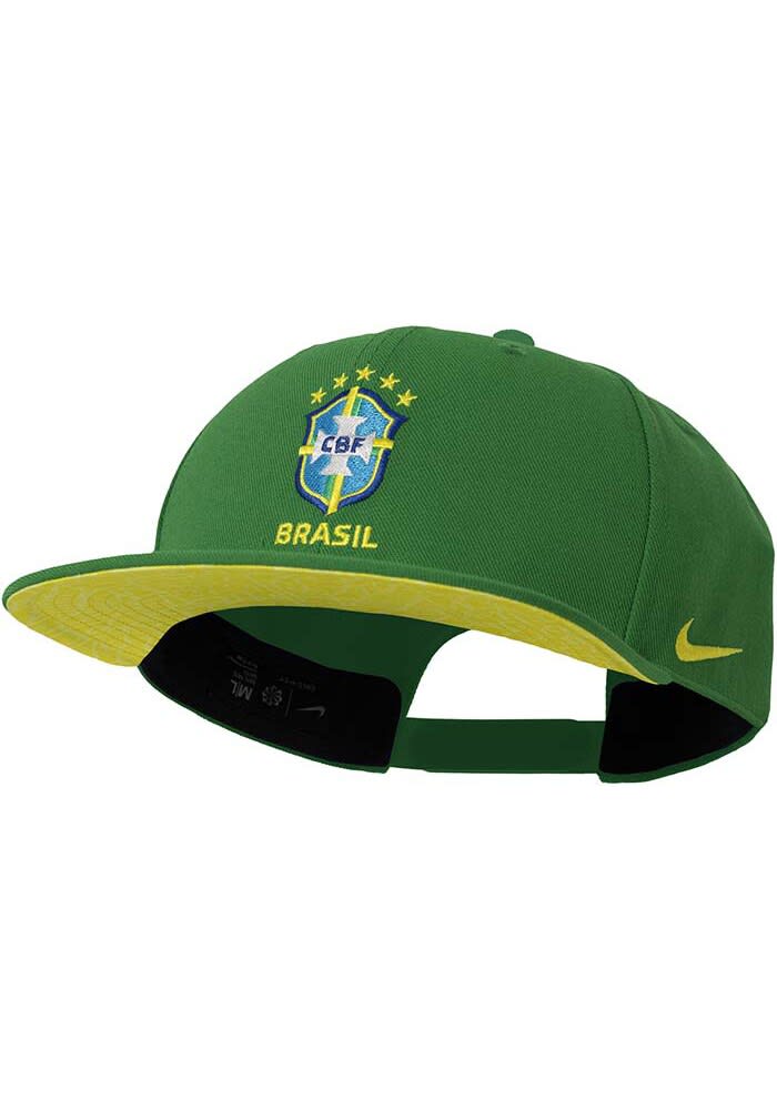 Nike Brazil National Team Green Crest Pro Flat Bill Mens Snapback Hat