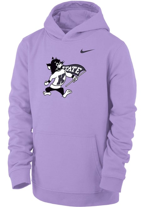 Youth K-State Wildcats Lavender Nike Willie Long Sleeve Hooded Sweatshirt