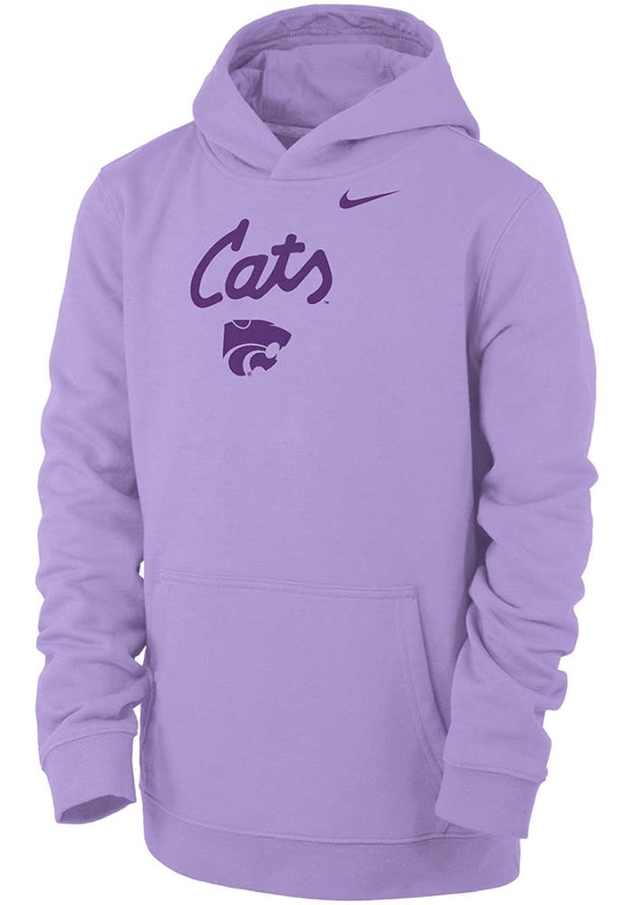 Nike Youth LAVENDER K-State Wildcats Cat Script Long Sleeve Hooded