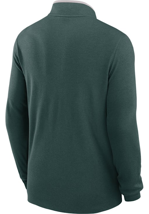 Nike Michigan State Spartans Mens Green Sparty Playing Basketball Long Sleeve Qtr Zip Pullover