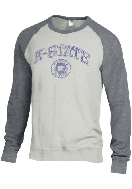 Mens K-State Wildcats Oatmeal Alternative Apparel Color Block Champ Fashion Sweatshirt