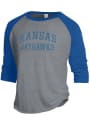 Kansas Jayhawks Alternative Apparel Arch Name Raglan Baseball Sleeve Fashion T Shirt - Grey
