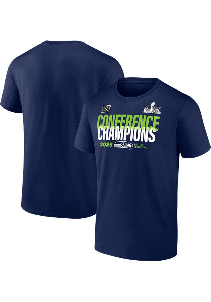 Seattle Seahawks NAVY 2025 Conference Champs LX Right Side Draw
