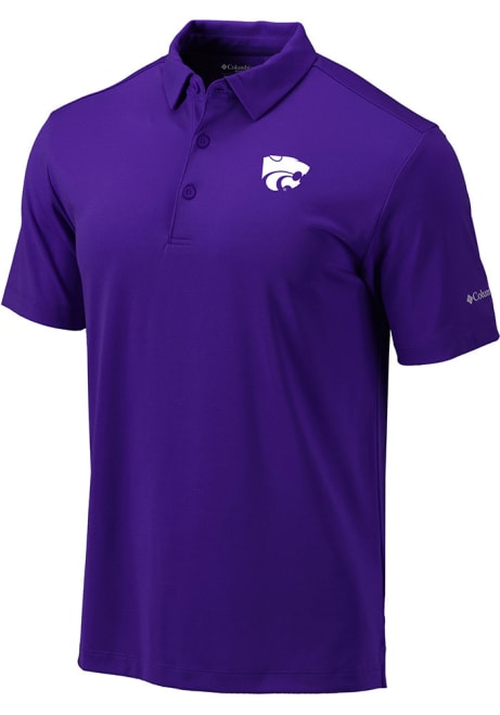 Mens K-State Wildcats Purple Columbia Heat Seal Omni-Wick Drive Short Sleeve Polo Shirt