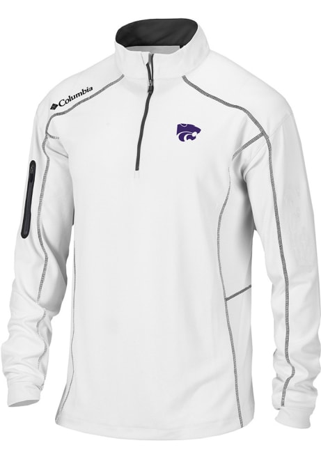 Mens K-State Wildcats White Columbia Shotgun Qtr Zip Pullover