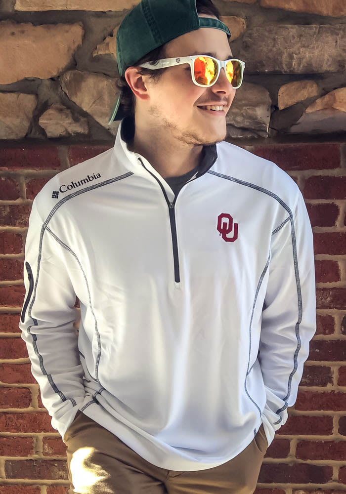 Columbia Oklahoma Sooners White Shotgun Long Sleeve 1/4 Zip Pullover, White, 100% Polyester, Size 3XL, Rally House