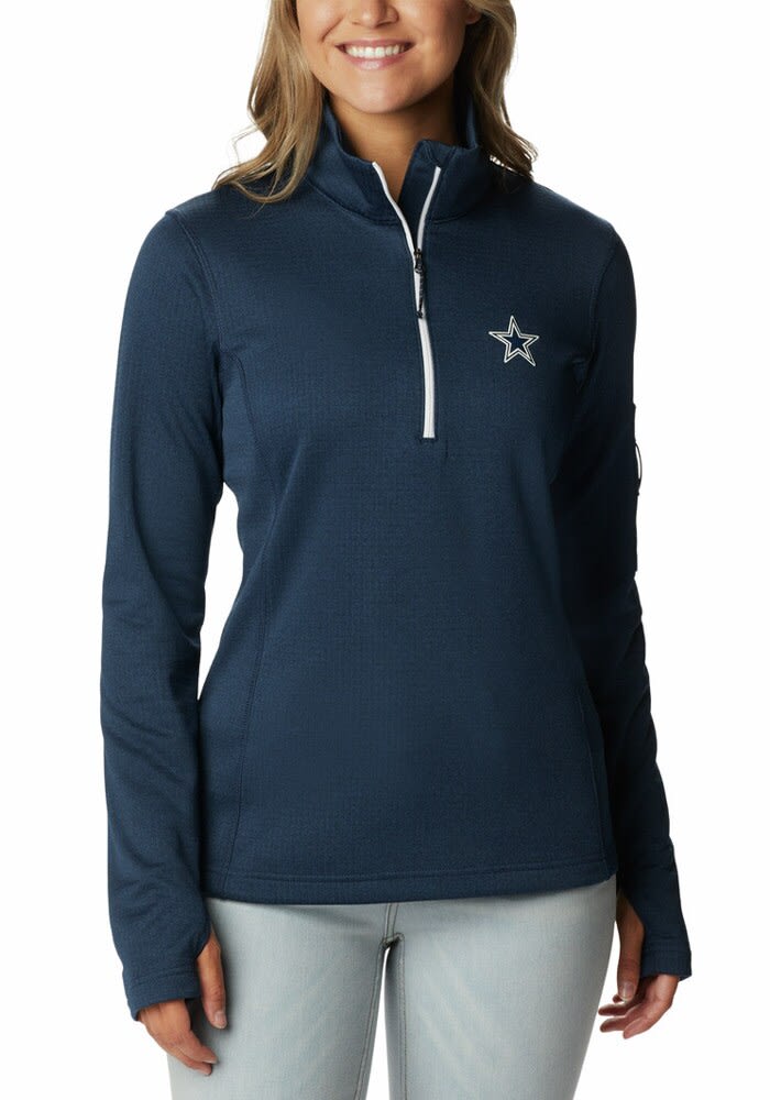 Dallas Cowboys Columbia Womens NAVY Park View Long Sleeve Qtr Zip