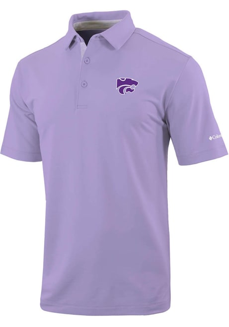 Mens K-State Wildcats Lavender Columbia Even Lie Short Sleeve Polo Shirt