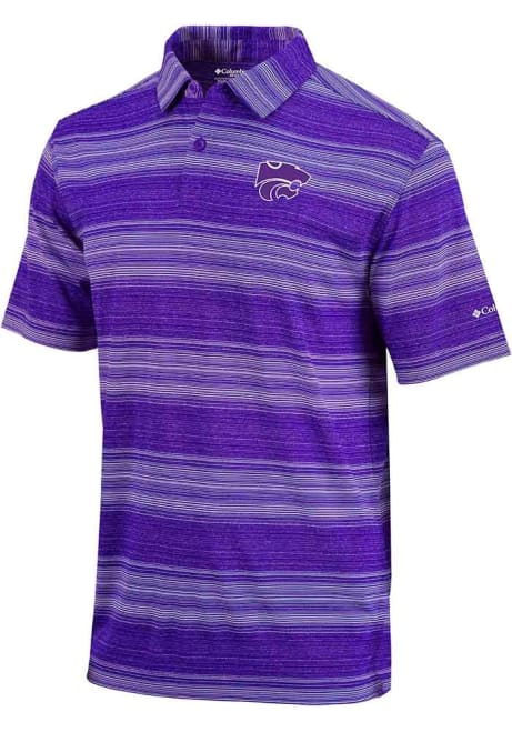 Mens K-State Wildcats Purple Columbia Slide Short Sleeve Polo Shirt