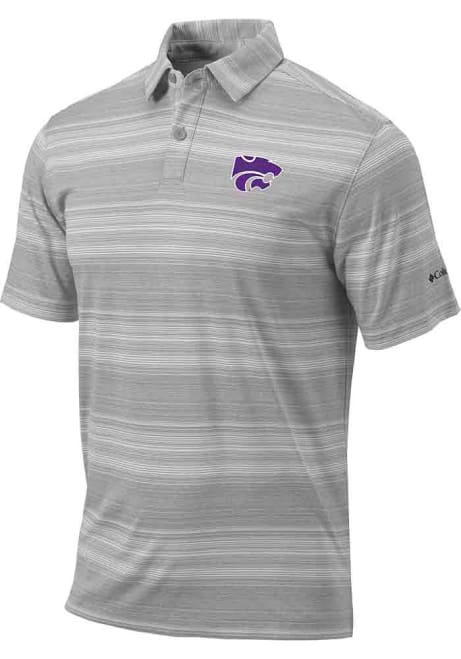 Mens K-State Wildcats Grey Columbia Slide Short Sleeve Polo Shirt