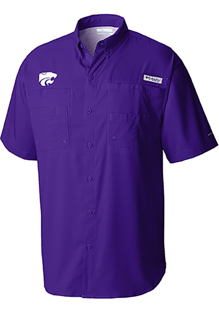 K-State Wildcats Mens Columbia Short Sleeve Tamiami Button Down Shirt -  PURPLE