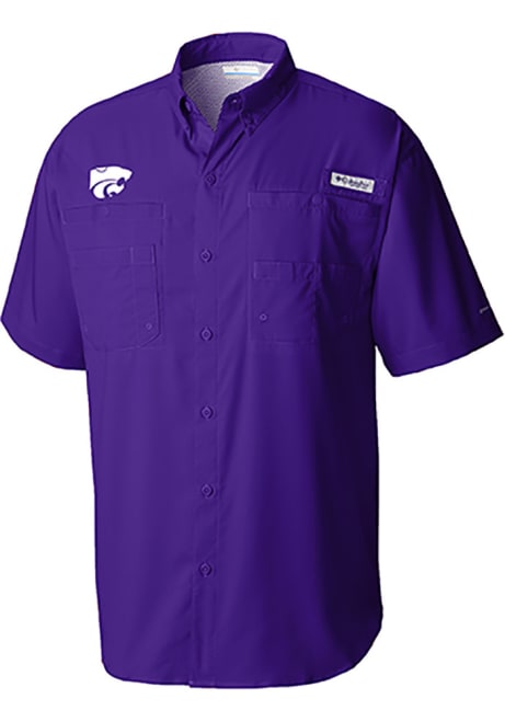 Mens K-State Wildcats Purple Columbia Tamiami Short Sleeve Dress Shirt