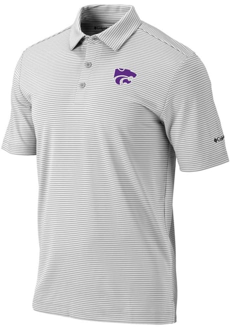 Mens K-State Wildcats Grey Columbia One Swing Short Sleeve Polo Shirt