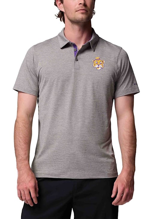 Columbia LSU Tigers Mens Vintage Tech Trail HEATHER GREY Short