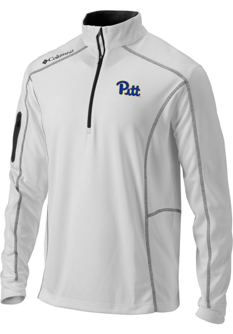 Mens Pitt Panthers White Columbia Shotgun Qtr Zip Pullover