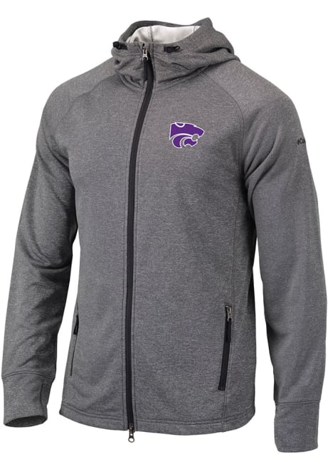 Mens K-State Wildcats Charcoal Columbia Ace Long Sleeve Full Zip Jacket