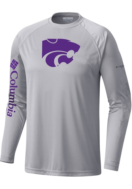 Mens K-State Wildcats Grey Columbia Terminal Tackle Long Sleeve T-Shirt