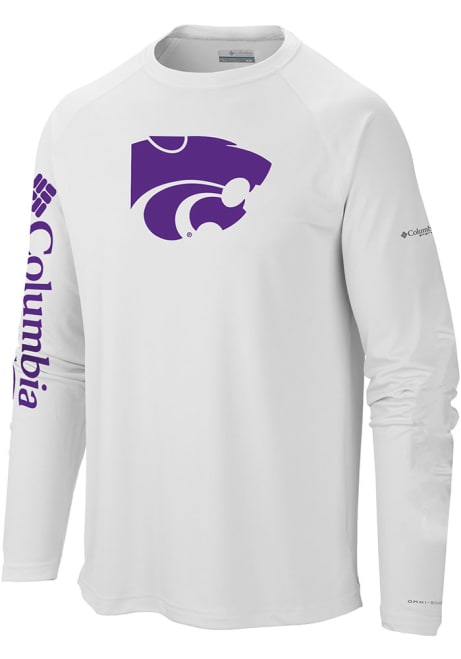 Mens K-State Wildcats White Columbia Terminal Tackle Long Sleeve T-Shirt