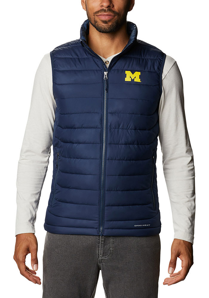 Columbia Michigan Wolverines Mens Navy Blue Powder Lite Sleeveless Jacket | Sleeveless  jacket, Navy blue vest, Michigan wolverines