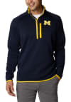 Main image for Columbia Michigan Wolverines Mens Navy Blue Canyon Point Sweater Fleece Long Sleeve 1/4 Zip Pull..