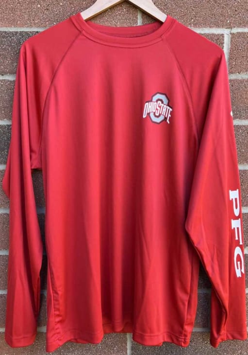 Columbia Men&s Ohio State Buckeyes Scarlet Terminal Tackle Long Sleeve T-Shirt, Small, Red