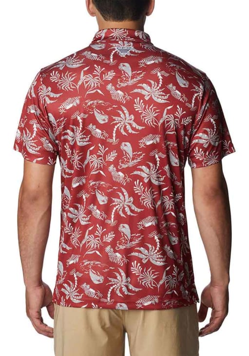 Columbia Oklahoma Sooners Mens Crimson Super Terminal Tackle Short Sleeve Polo