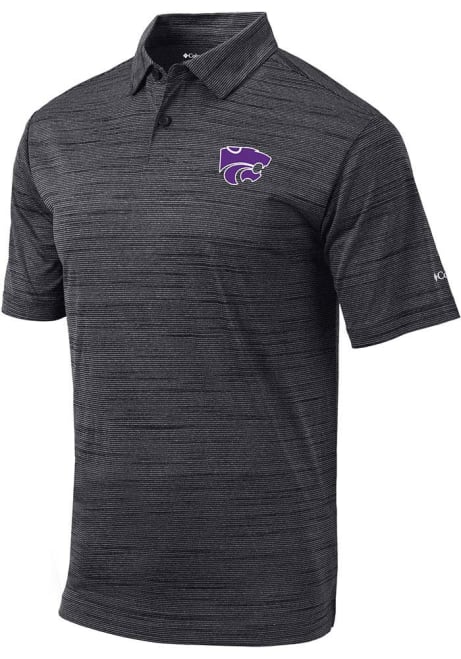 Mens K-State Wildcats Black Columbia Set Short Sleeve Polo Shirt