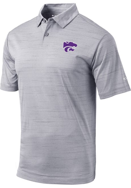 Mens K-State Wildcats Grey Columbia Set Short Sleeve Polo Shirt