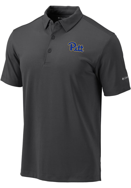 Mens Pitt Panthers Charcoal Columbia Drive Short Sleeve Polo Shirt