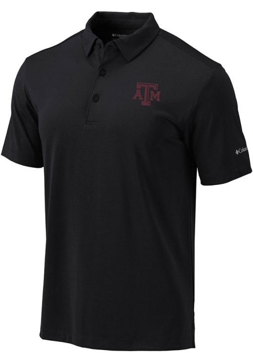 Columbia Texas A&M Aggies Mens Black Heat Seal Omni-Wick Drive Short Sleeve Polo