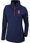 Main image for Womens Illinois Fighting Illini Navy Blue Columbia Heat Seal Omni-Wick Outward Nine Qtr Zip
