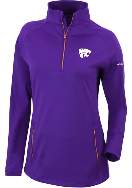 Womens K-State Wildcats Purple Columbia Heat Seal Omni-Wick Outward Nine 1/4 Zip Pullover