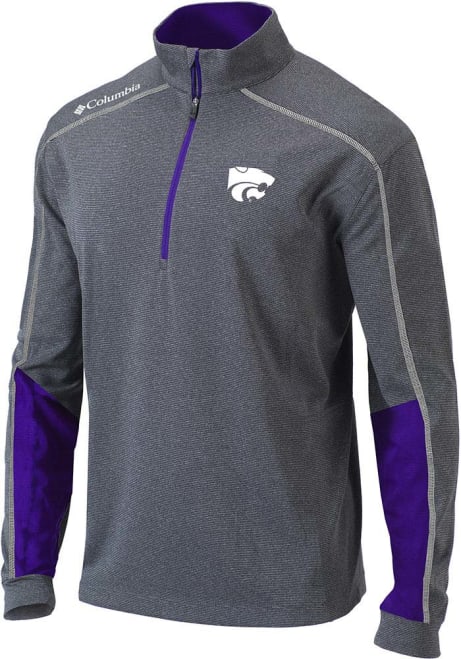 Mens K-State Wildcats Purple Columbia Heat Seal Omni-Wick Shotgun 1/4 Zip Pullover