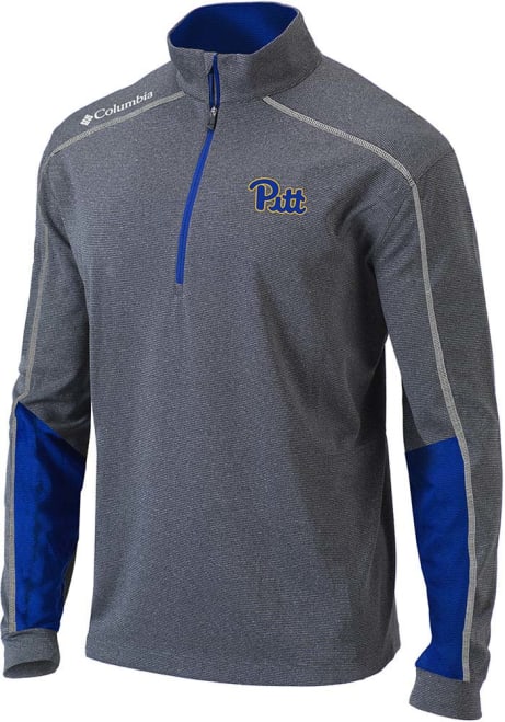 Mens Pitt Panthers Blue Columbia Heat Seal Omni-Wick Shotgun Qtr Zip Pullover